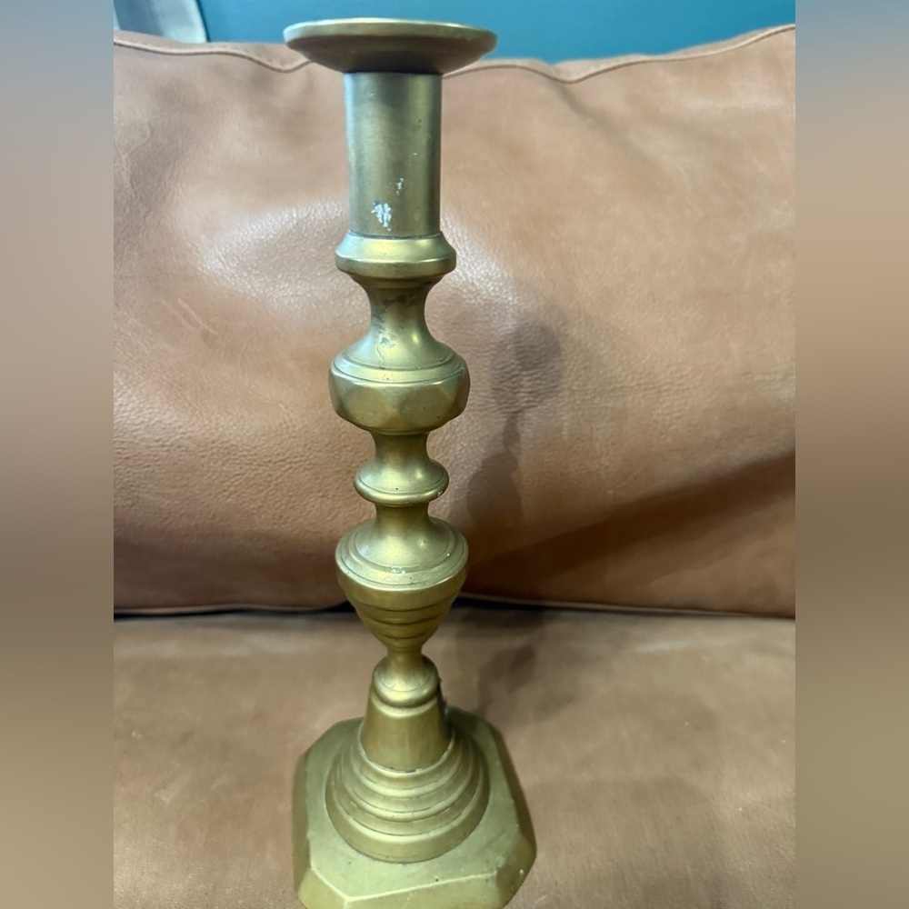 Vintage Candle Holder Mid Century 12" Column Brass Candlestick - Picture 2 of 8